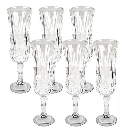 6 Copas Flauta Vino Tinto Vidrio Cristal Labrado Verzy - Vittori - contenido