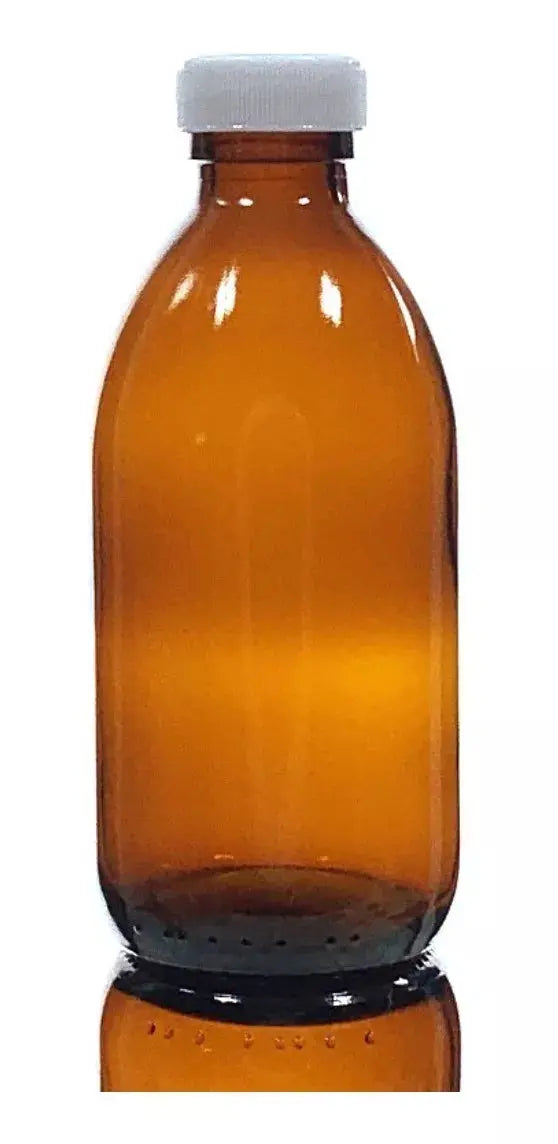 10 Pz Frasco Vidrio Botella Bala Envase Ambar Jarabe 250ml - Distenvases - vista lateral