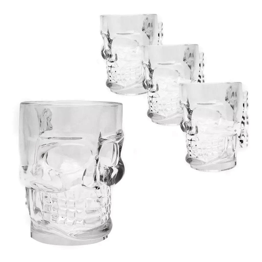 Pack Vaso Tarro Calavera Craneo Skull Vidrio 4 Pz De 540ml - Vittori - vista trasera