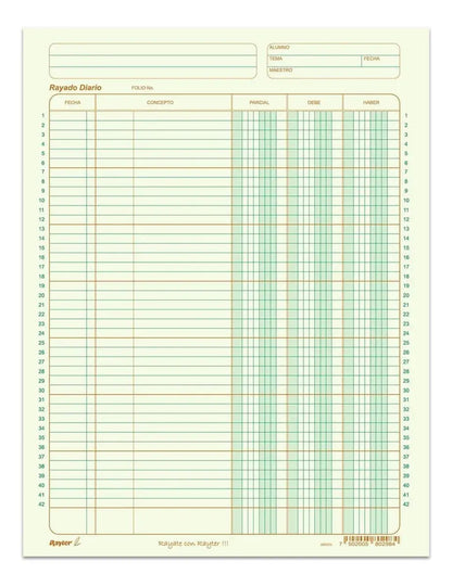 Rayado Diario Tamaño Carta 50 Hojas Verde Optico RAYTER - Rayter - vista lateral