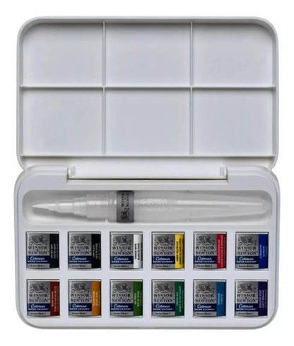 Juego de Acuarelas Cotman Brush Pen Winsor & Newton 12 Pastillas - Winsor and Newton - detalle