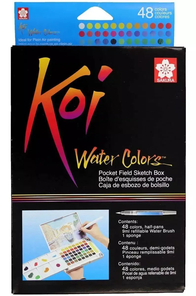 Estuche Portátil 48 Acuarelas Sakura Koi Sketch Box + Pincel - Sakura - empaque