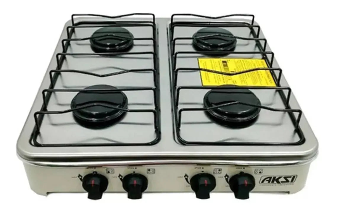Estufa De Mesa Aksi 4 Quemadores Blanco Acero Inoxidable Color Blanco - Aksi - vista trasera