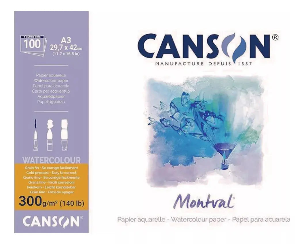 Block Papel Acuarela Canson Grano Fino Montval 29.7x42cm 12h - Canson - accesorios