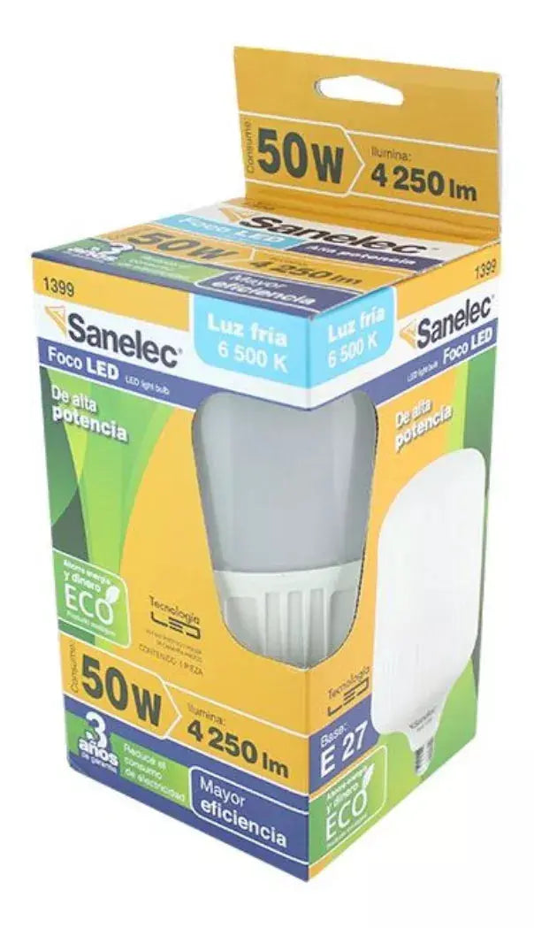 Sanelec Foco 50 W Grande Led Alta Potencia Luz Fria 4250 Lm - Sanelec - vista lateral