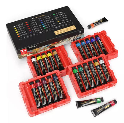 Set 24 Pinturas Oleo 12 Ml Colores Surtidos Arteza - Coveme - detalle