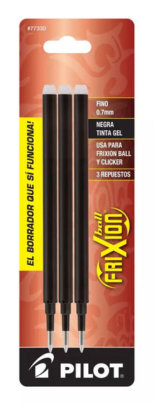 3 Repuestos Boligrafo Gel Pilot Frixion Tinta Borrable Color Negro - Pilot