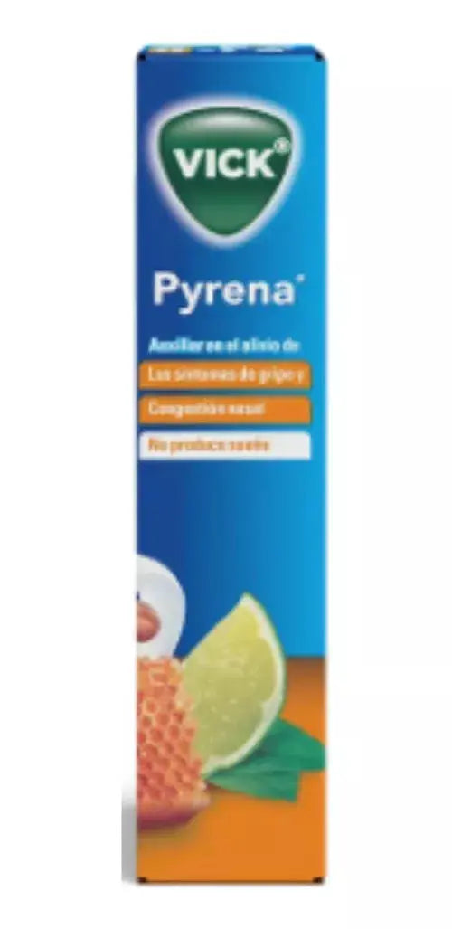 Vick Pyrena Auxiliar Antigripal Sabor Miel Y Limón 5 Sobres - KCTS - empaque