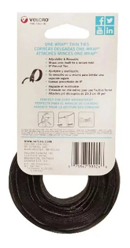 50pz Correa Organizadora Velcro Amarre Cables Sujeción Negro - Velcro
