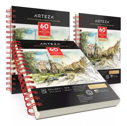 Pack 3 Libretas Mixta 60 Hojas 5.5 X 8.5 Pulgadas Arteza - Coveme - vista lateral