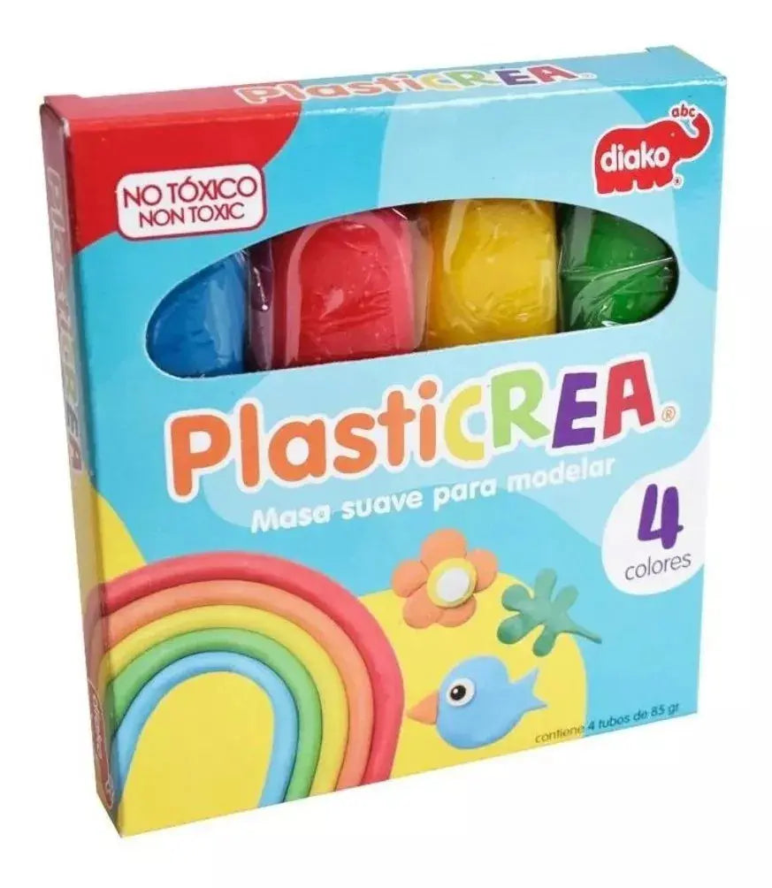 Set 4 Plasticrea Plastilina Diako Masa Moldeable Niño Color - Diako - detalle