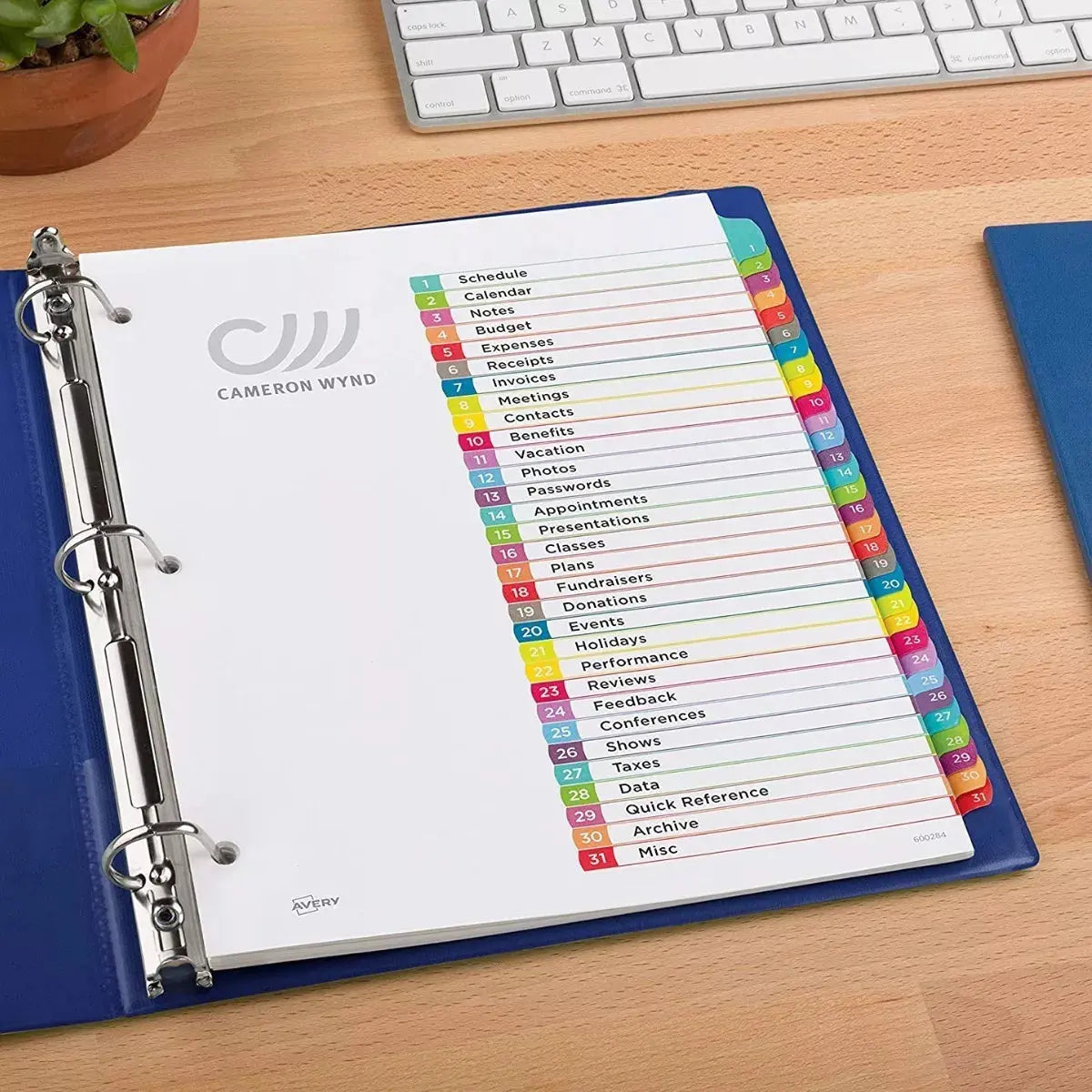 31 Separador Pestañas Numericas Avery Carpeta Multicolores - Avery - vista trasera