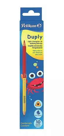 Lapiz Duo Bicolor Gris Rojo Pelikan Duply Triangular 2hb 10 Piezas - Pelikan - empaque