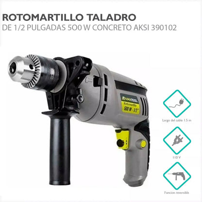 Rotomartillo 500W de 1/2" Aksi - Aksi - detalle