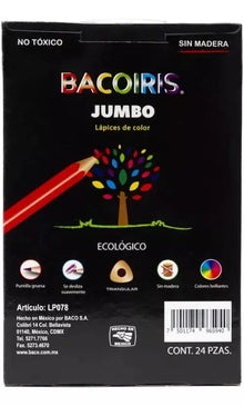 24 Lapices Colores Jumbo Baco Triangular Bacoiris Escolar - BACO - vista lateral