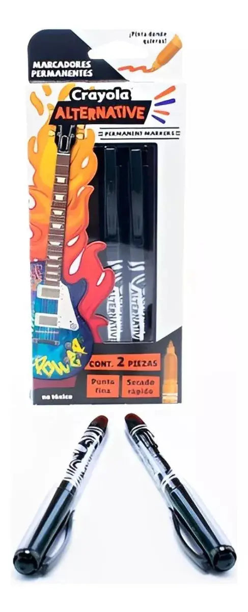 2 Marcadores Permanente Alternative Crayola Punta Fina Negro - Crayola - detalle