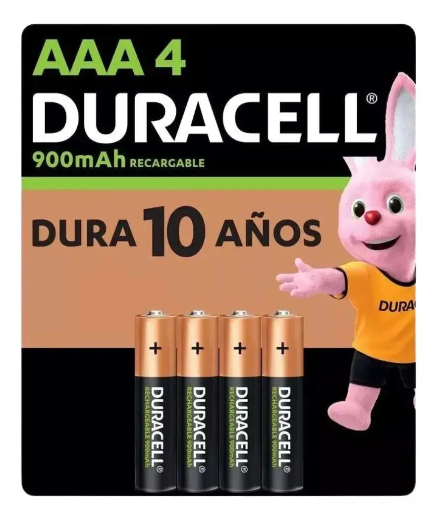 Pila Recargable Aaa Duracell Dx2400 De 900 Mah De 1.2v - Duracell - vista lateral