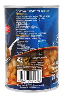 Garbanzos con Verduras 425g - cidacos - detalle