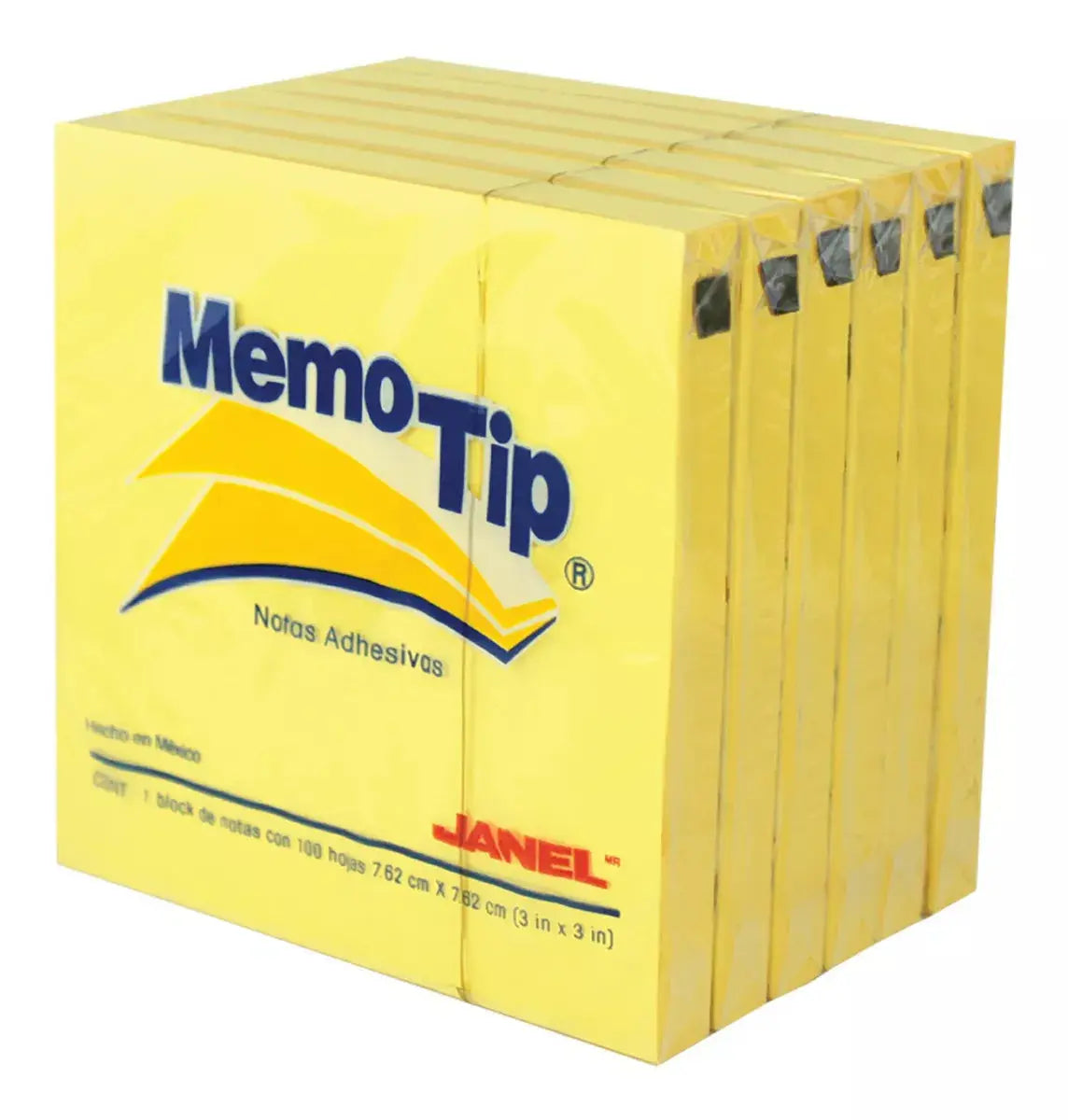 6 Notas Adhesivas Amarillas Memotip 100c/u Block 7.62x7.62cm - Janel - detalle