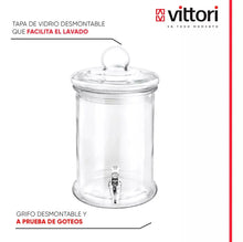 Dispensador Vitrolero 4.8l Tapa Canica Vidrio Cristalino - Vittori - vista lateral