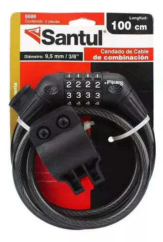 Candado Cable Santul Combinación Acero Uso Rudo 1m Largo - Santul - vista lateral