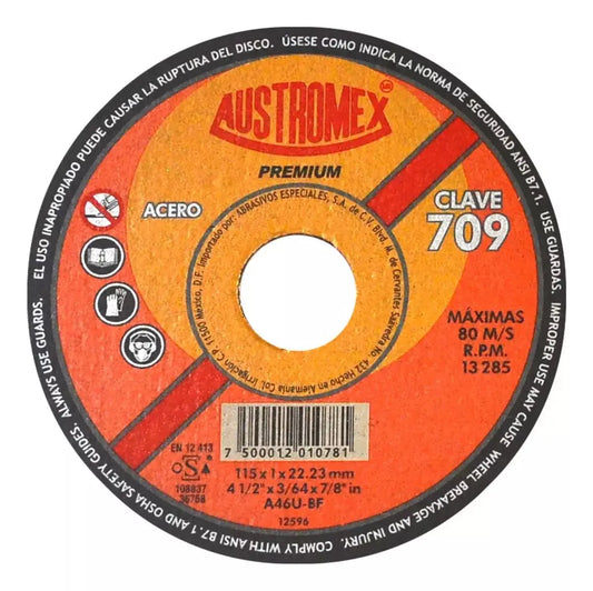 Disco Abrasivo Corte 709 Austromex 4-1/2'' Grano 46 Metal - Austrodiam - vista trasera