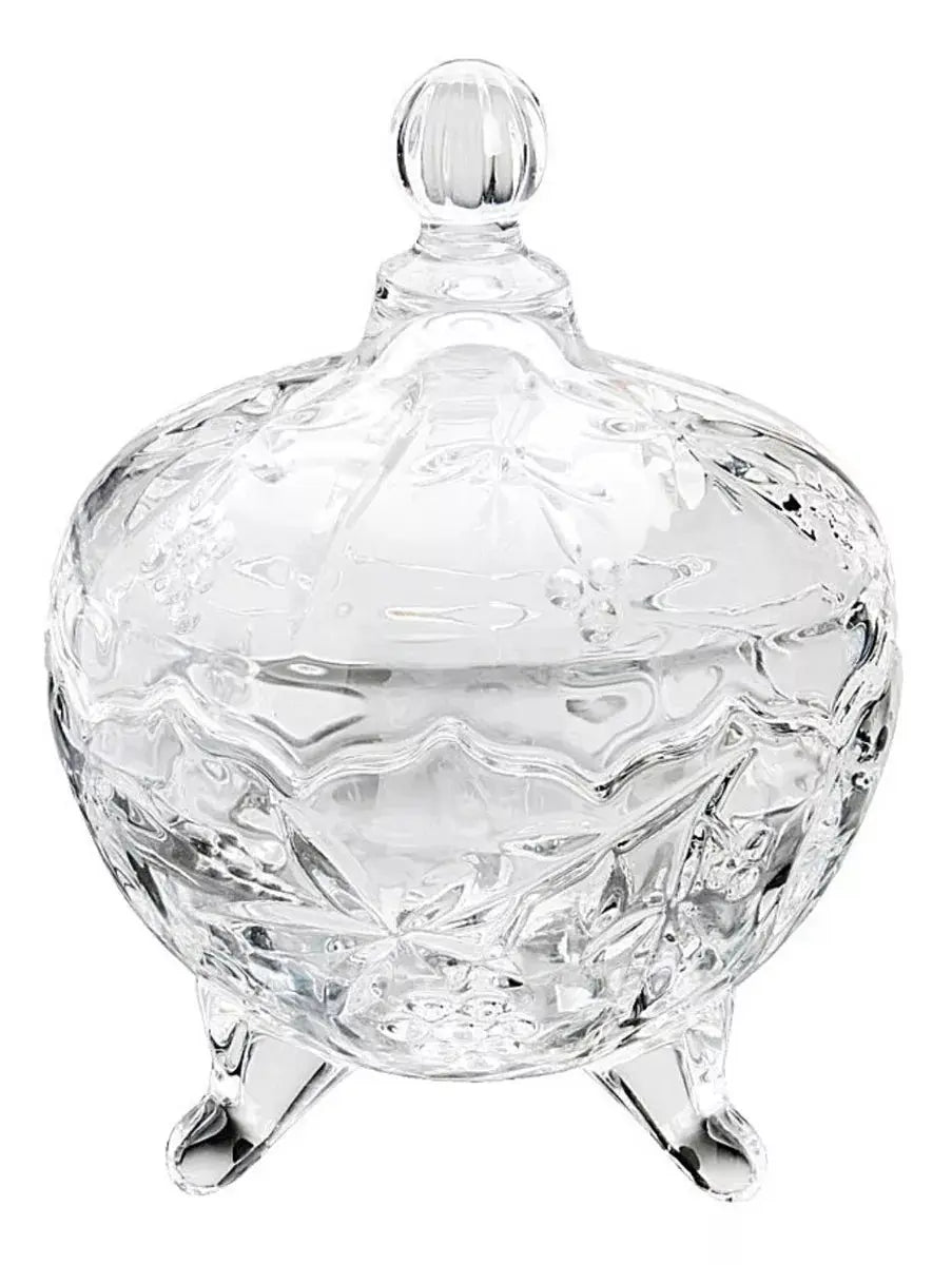 Bombonera Dulcero Vidrio Tapa Patas Vintage Regalo Cristal - Vittori - vista lateral
