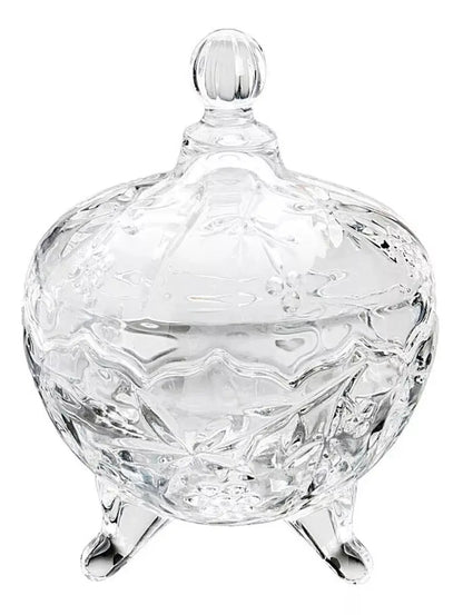 Bombonera Dulcero Vidrio Tapa Patas Vintage Regalo Cristal - Vittori - vista lateral