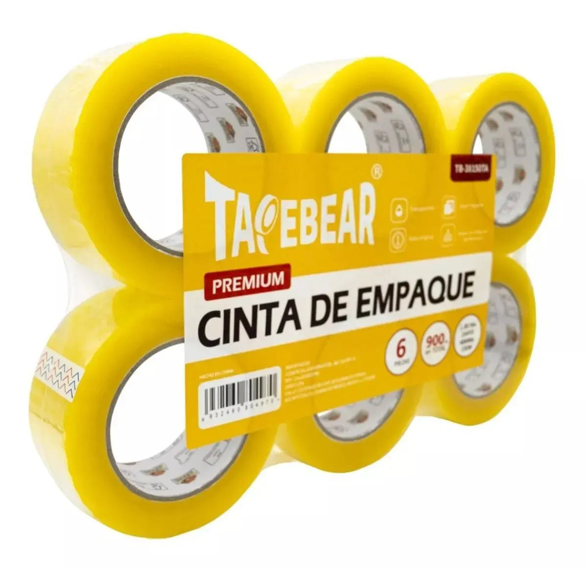 6pz Cinta Canela Amarilla Empaque Tapebear Rollo 48mm150m - TapeBear - detalle