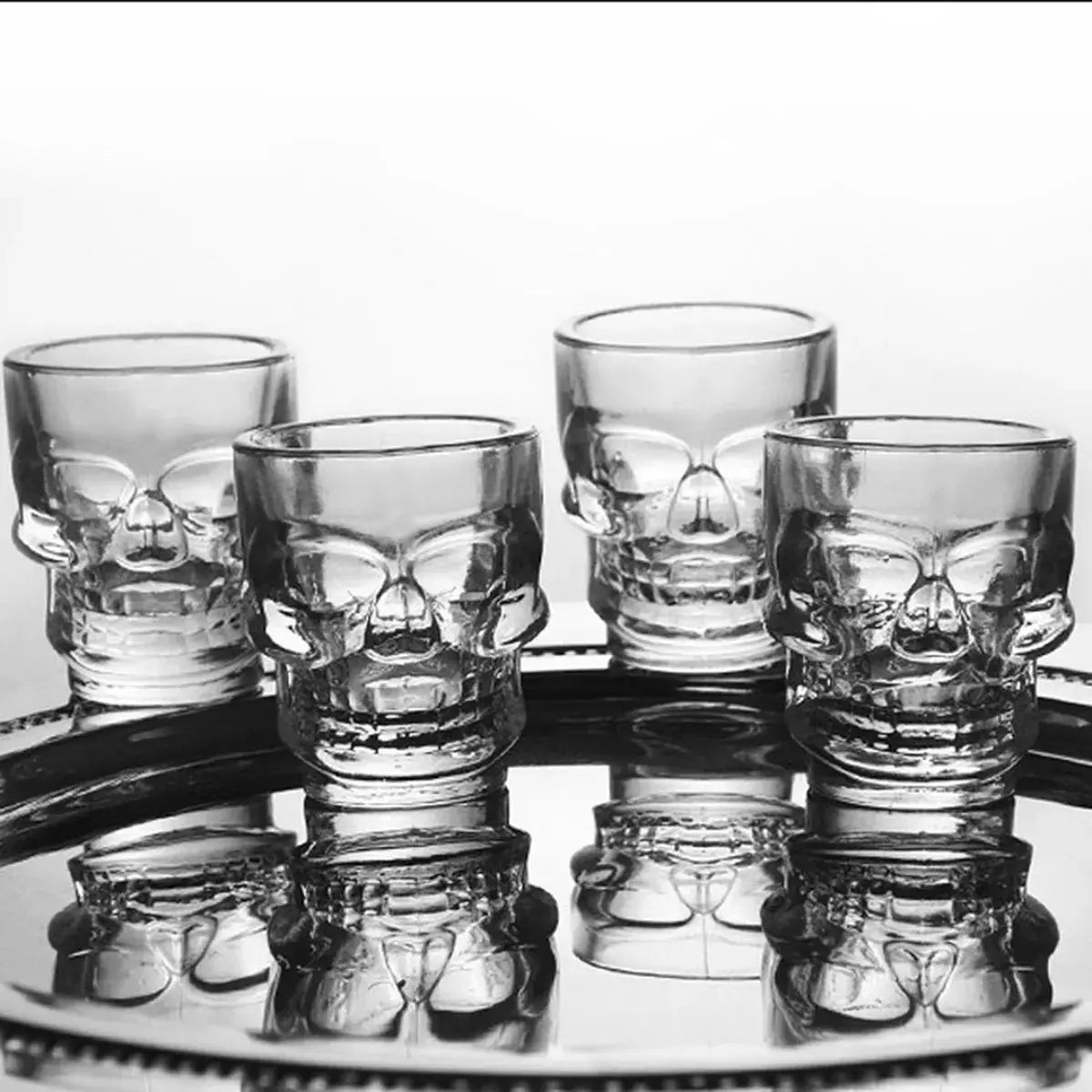 6 Pack Vaso Tequilero Shot Calavera Craneo Vidrio Escoge Mod Transparente - Vittori - vista lateral