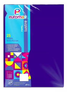 25 Hojas Papel Lustre Lustrina Euromac 50cm X 70cm Colores Azul Rey - Euromac - vista lateral