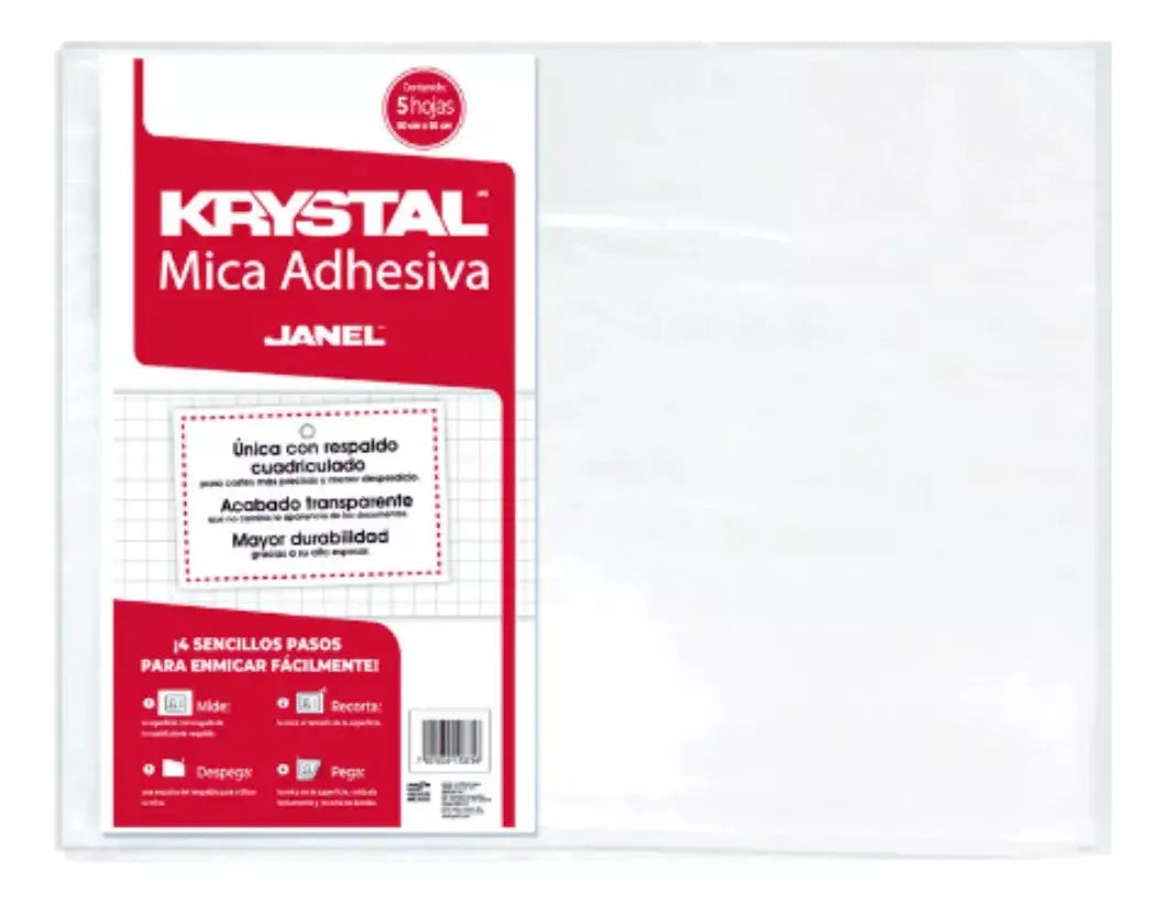 Mica Adhesiva Janel  50 Cm X 65 Cm c/ 5 Hojas - Janel