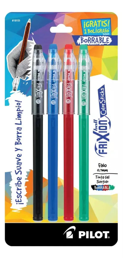 4 Boligrafos Frixion Ball Stick Pilot Gel Tinta Borrable - Pilot - detalle