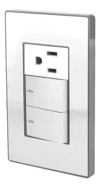 Sanelec Plate Armada 2 Switches and Landed Contact Sanelec 4637 Cordoba Stainless Steel - Sanelec - detalle
