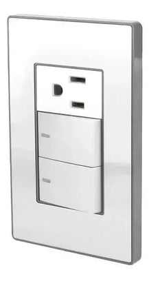 Sanelec Plate Armada 2 Switches and Landed Contact Sanelec 4637 Cordoba Stainless Steel - Sanelec - detalle