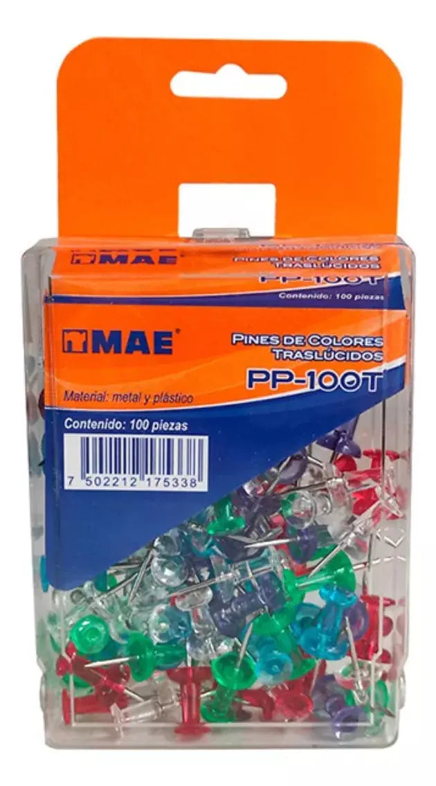 100 Pines Tachuelas Colores Mae Chinchetas Metal Plastico - Mae