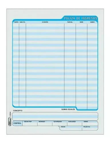Poliza Ingreso Euroformas Carta 50h C/2 Blocks Contables - Arpapel - vista lateral
