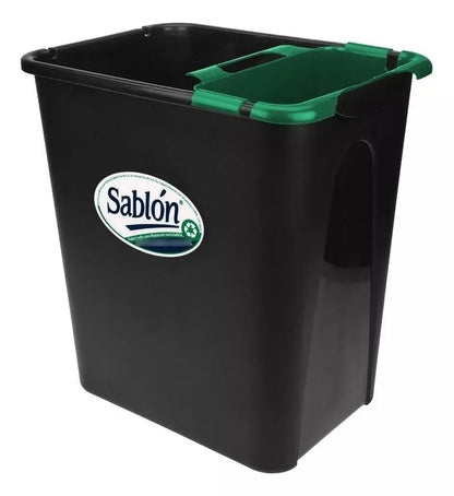 Bote De Basura 17l Negro Con Inserto Para Basura Orgánica - Azor - vista lateral