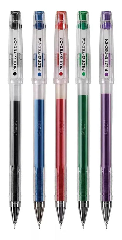 Set 5 Plumas Gel Pilot G Tec C4 Punto 0.4mm Colores Surtidos - Pilot - vista trasera