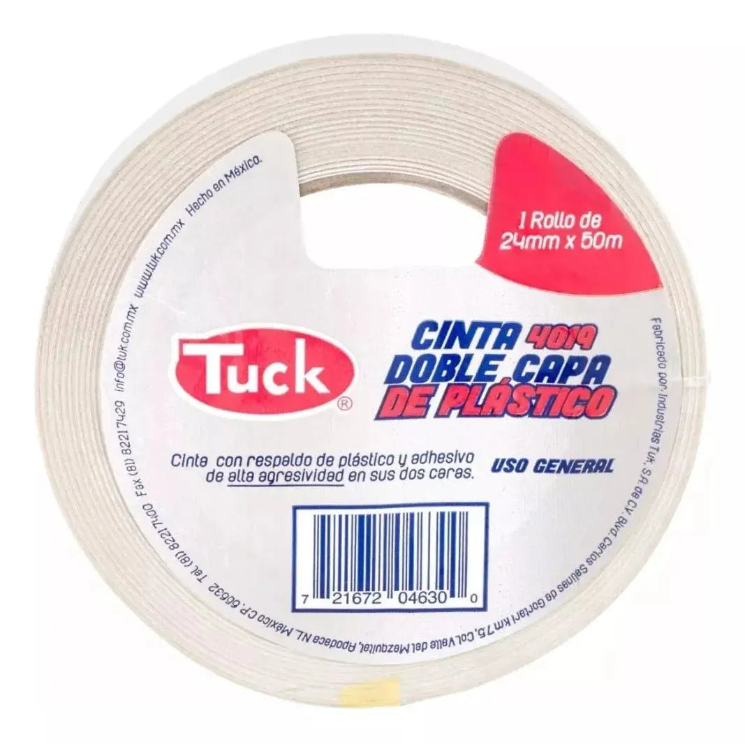 Cinta Doble Capa Plastico 4019 Tuck 24mm X 50m Uso General - Tuck