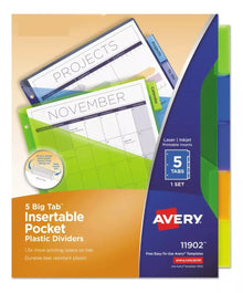 5 Separador Carpeta C/bolsa Insertable Avery Pestañas Color - Avery - empaque