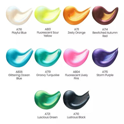 Set De 10 Botes De Pintura Acrilica Arteza 60ml C/u - Arteza - detalle