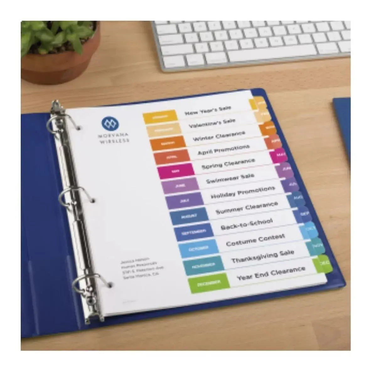 Separador Prediseñado Avery Pestañas Multicolor Mensual - Winsor and Newton - vista trasera