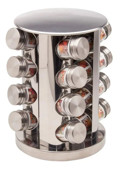 Especiero 9000 Alpro Carrusel 16 Frascos, Acero Inoxidable - Alpro - vista lateral