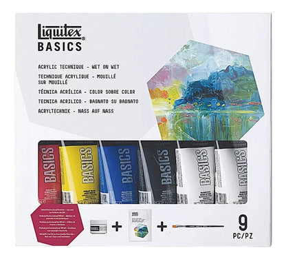 Set 6 Pinturas Acrilicas Liquitex Básico + Medio + Pincel - marchante.shop