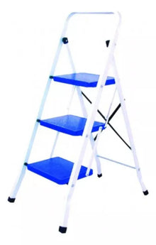 Peldaños 706798 Escalera Doméstica de Acero 3 escalones Blanco/Azul - Politec - detalle