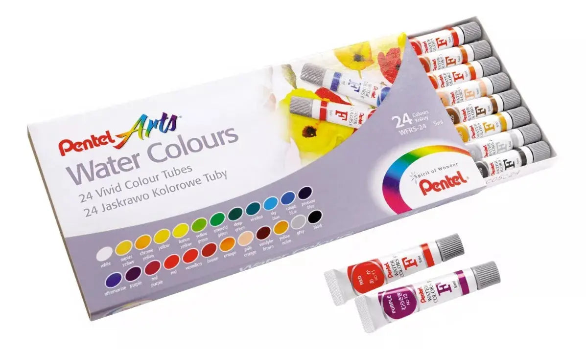 Estuche 24 Tubos Acuarelas Profesionales Pentel Arts 5ml - Pentel - accesorios