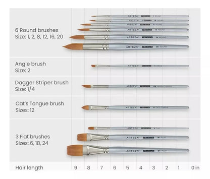 Juego De 12 Pinceles Para Acuarela Arteza Mango De Madera - Coveme - vista lateral