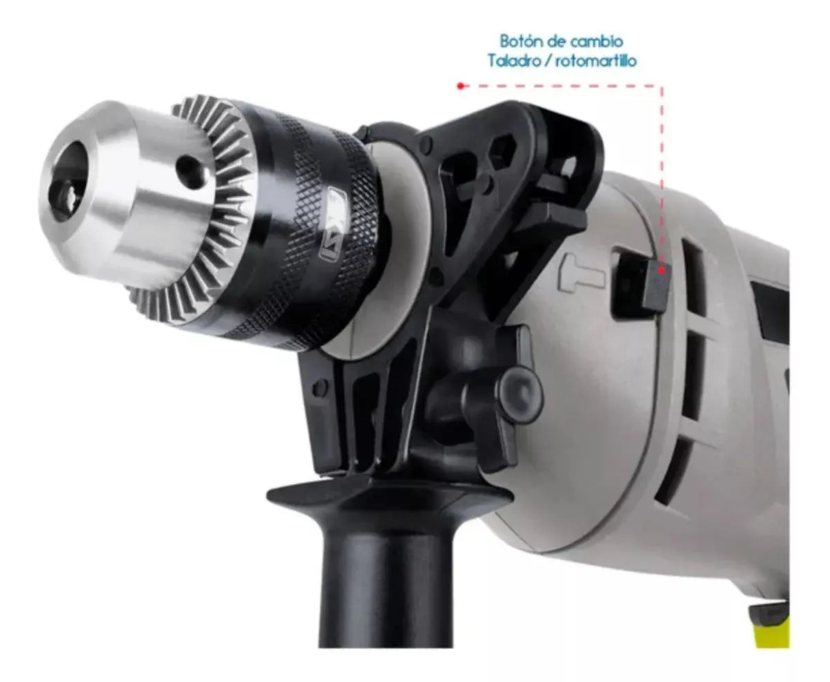 ROTOMARTILLO AKSI 500W de 3/8", Potencia de 500W, Broquero de 3/8", Línea DOMÉSTICA, 127V,Función de Taladro, Rotomartillo y Atornillador, reversible con ajuste de velocidad - Aksi - vista trasera