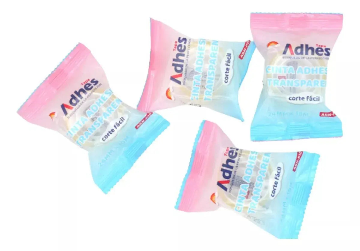 Bolsa 50pzs Cinta Adhesiva Corte Facil Adhes 12mmx10m - ADHES - vista lateral